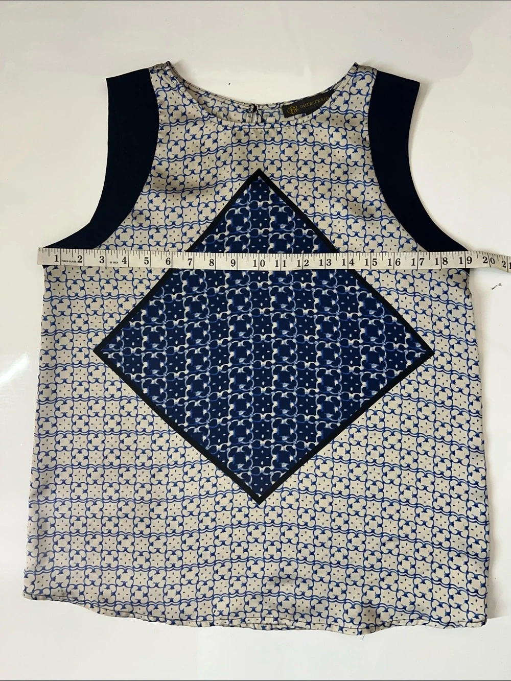 Outback Red Blue and White Sleeveless Printed Blouse